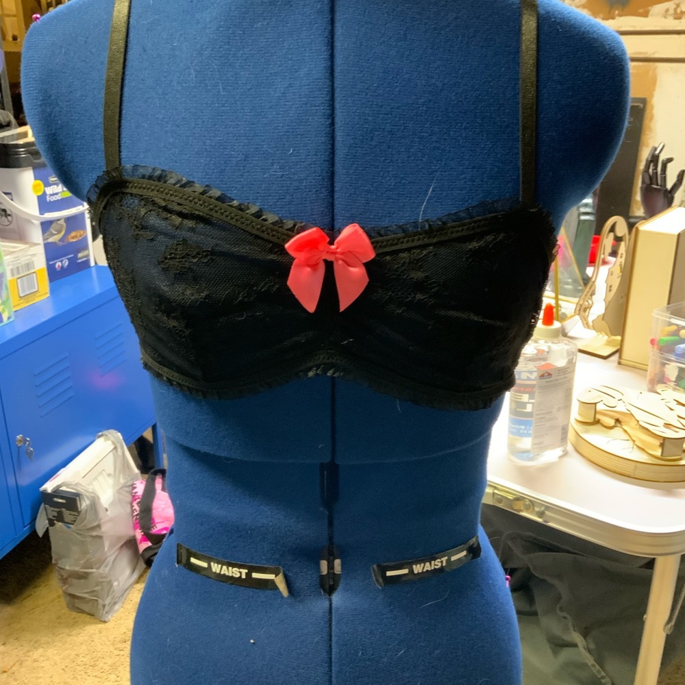 SHEIN Black Lace Bra with pink Bow